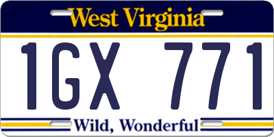 WV license plate 1GX771