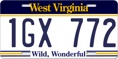WV license plate 1GX772