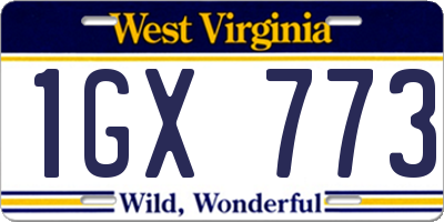 WV license plate 1GX773