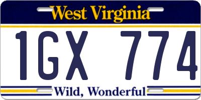 WV license plate 1GX774