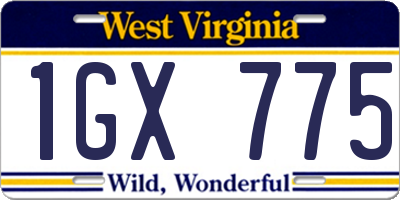 WV license plate 1GX775