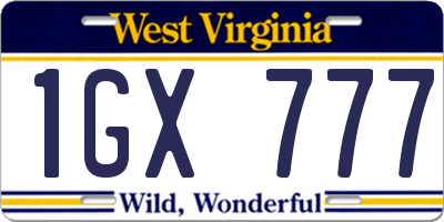WV license plate 1GX777