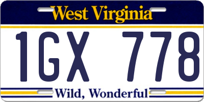 WV license plate 1GX778