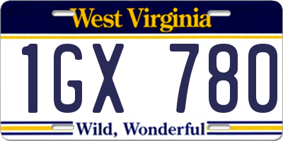 WV license plate 1GX780