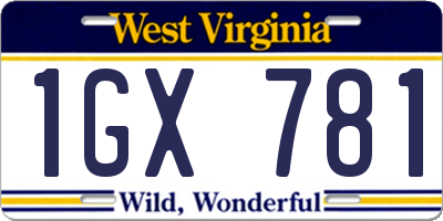 WV license plate 1GX781