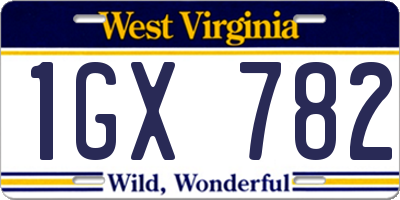 WV license plate 1GX782