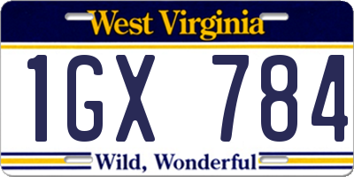WV license plate 1GX784