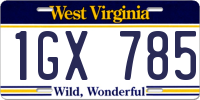WV license plate 1GX785