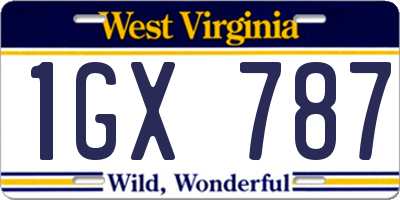 WV license plate 1GX787