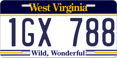 WV license plate 1GX788