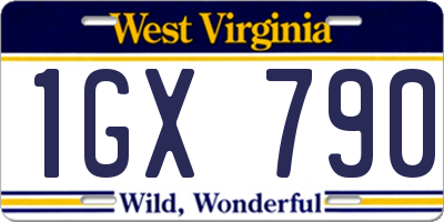 WV license plate 1GX790