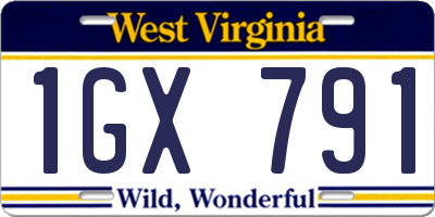 WV license plate 1GX791