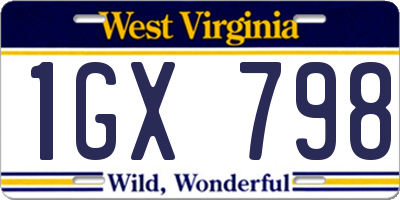 WV license plate 1GX798