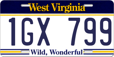 WV license plate 1GX799