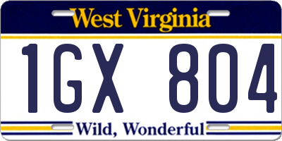 WV license plate 1GX804