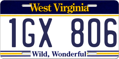 WV license plate 1GX806