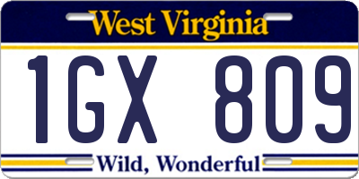 WV license plate 1GX809