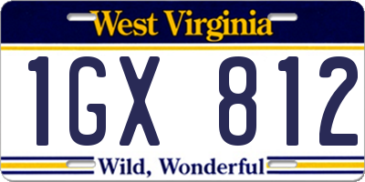 WV license plate 1GX812