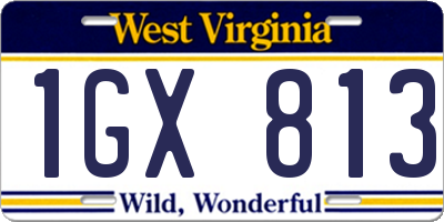 WV license plate 1GX813