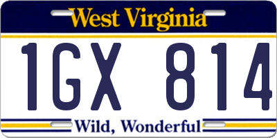 WV license plate 1GX814