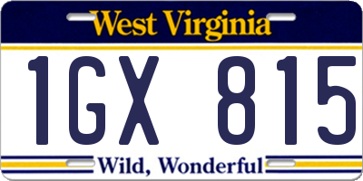 WV license plate 1GX815