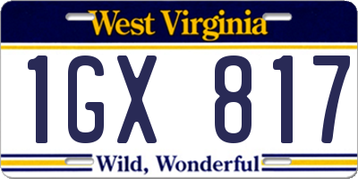 WV license plate 1GX817