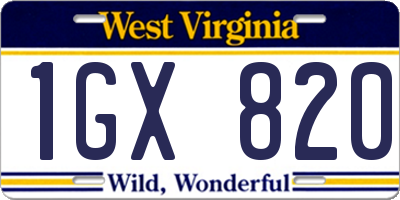 WV license plate 1GX820