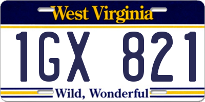 WV license plate 1GX821