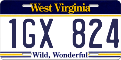 WV license plate 1GX824