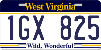 WV license plate 1GX825