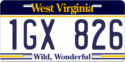 WV license plate 1GX826