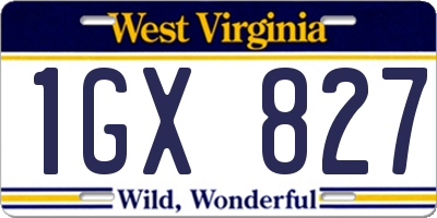 WV license plate 1GX827