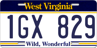 WV license plate 1GX829