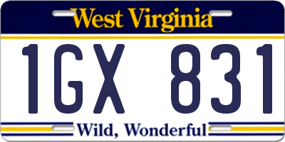 WV license plate 1GX831
