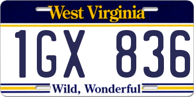 WV license plate 1GX836