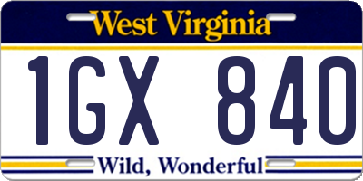WV license plate 1GX840