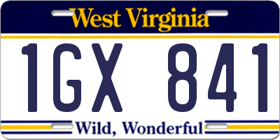 WV license plate 1GX841