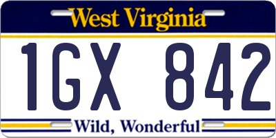 WV license plate 1GX842