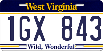 WV license plate 1GX843