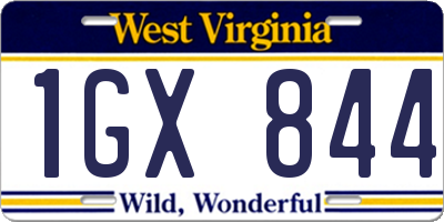 WV license plate 1GX844