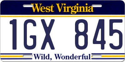 WV license plate 1GX845