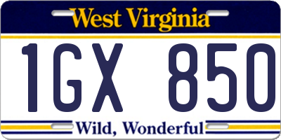 WV license plate 1GX850