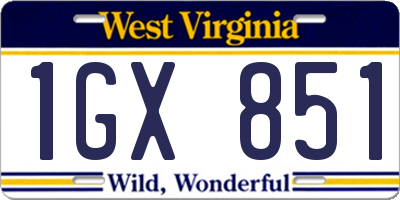 WV license plate 1GX851