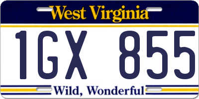 WV license plate 1GX855