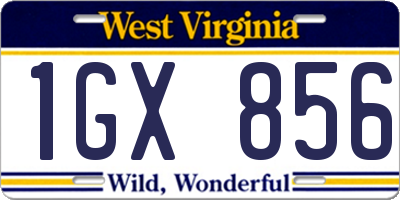 WV license plate 1GX856