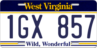 WV license plate 1GX857