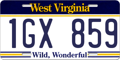 WV license plate 1GX859