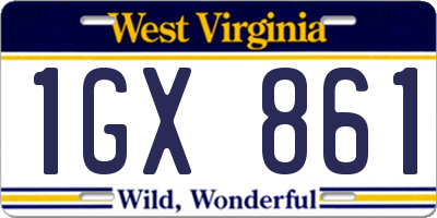 WV license plate 1GX861