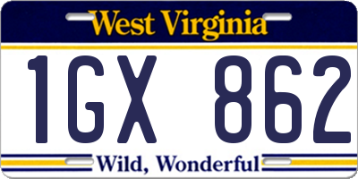 WV license plate 1GX862
