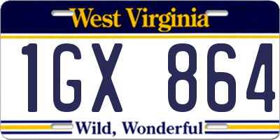 WV license plate 1GX864